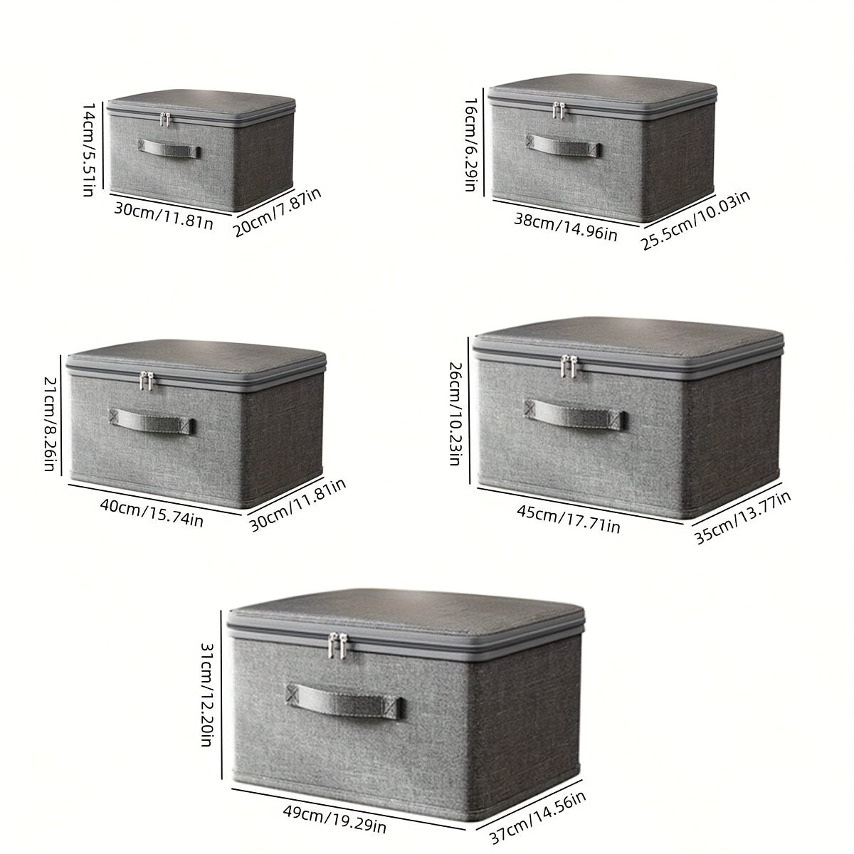 Boîte de rangement pliable grande capacité avec couvercle, organise vêtements et literie, idéale pour placard ou sous le lit.