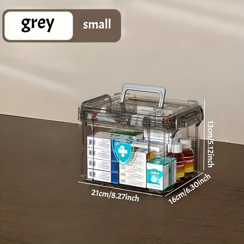 Boîte de rangement multifonctionnelle en plastique avec fermeture à clip, étanche et empilable, idéale pour médicaments, accessoires et organisation domestique.