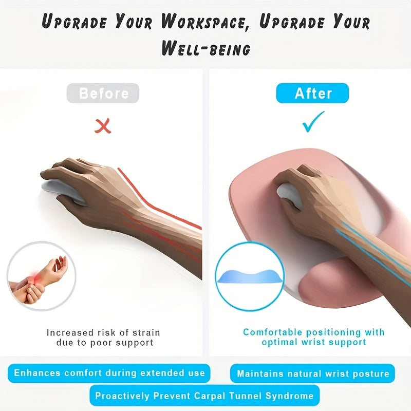 Tapis de Souris Ergonomique avec Repose-Poignet Gel : Tissu Lycra premium, antidérapant, base en caoutchouc, idéal bureau et gaming sur PC ou laptop.