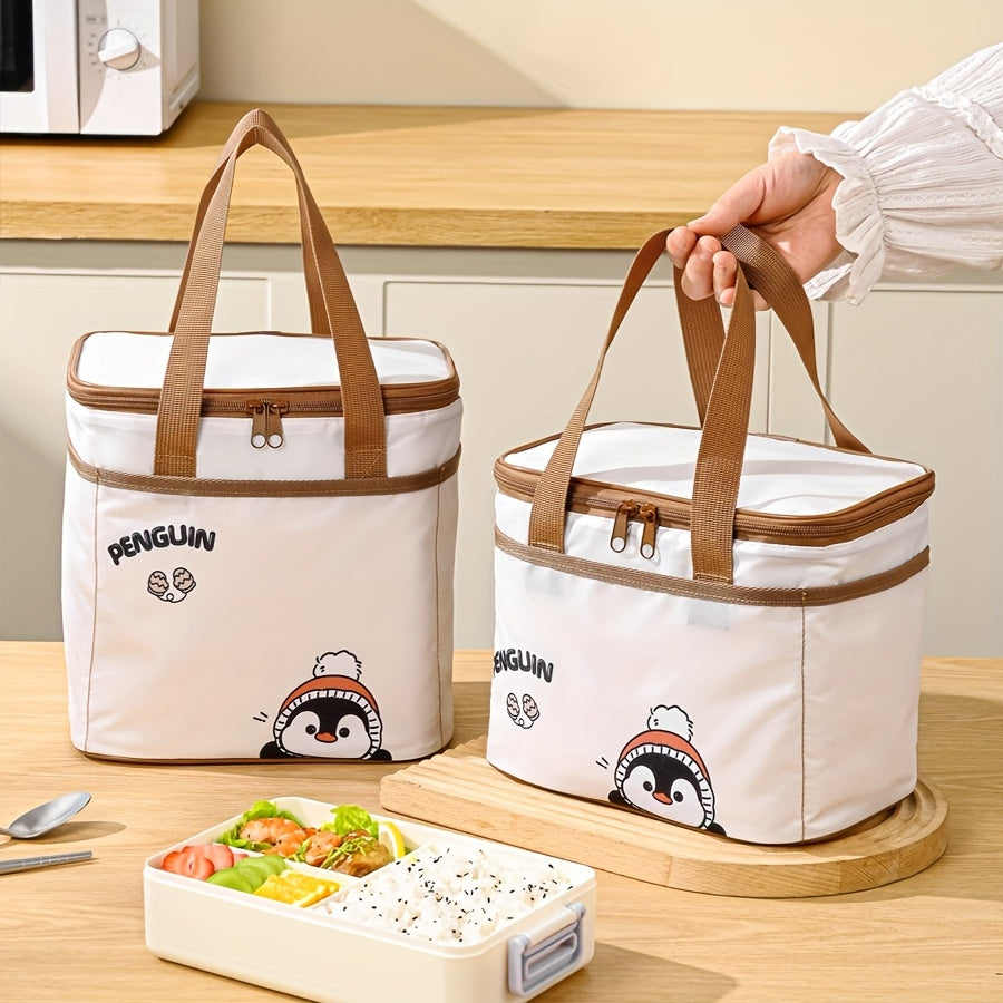 Sac déjeuner portable Qifeng, grand volume, isolant, motifs cartoon, tissu Oxford renforcé, aluminium intérieur, réutilisable pour école et pique-nique.