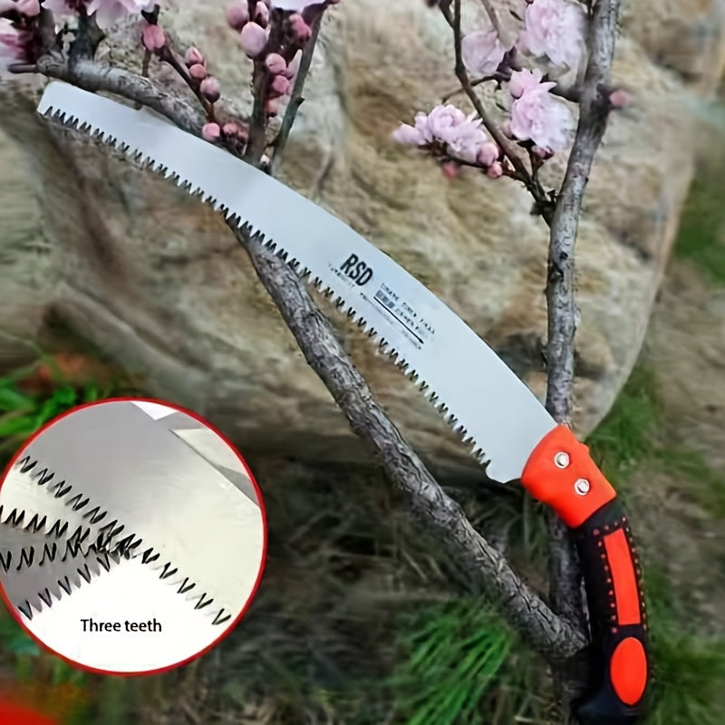 3-sided pruning saw, robust metal, for garden maintenance and fruit tree pruning, ergonomic handle for precise cutting.