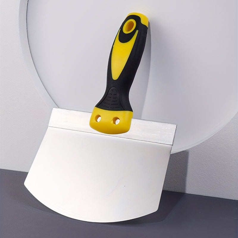Truelle incurvée en acier inoxydable Outil épais en forme d’éventail pour plâtriers, ouvriers pétroliers, gratter cendres ou appliquer plâtre avec précision.