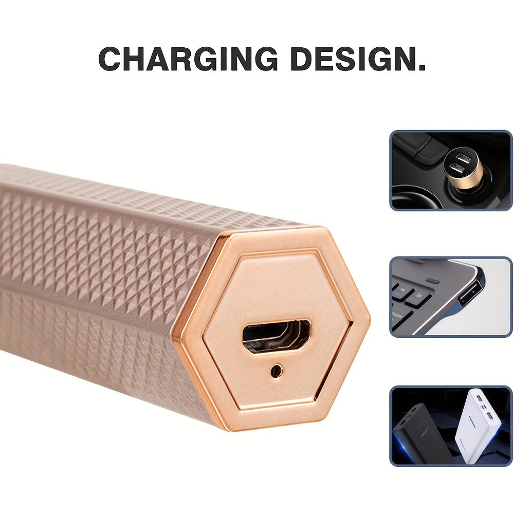 4-in-1 electric epilator for women, rechargeable, painless, for face, eyebrows, nose, bikini and body.