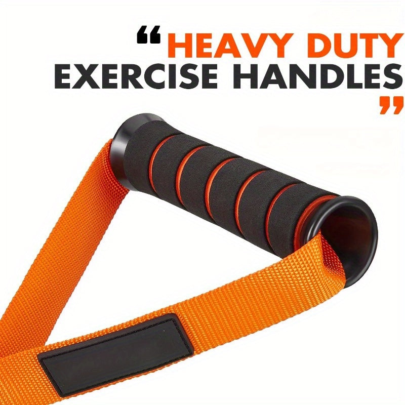 Poignées de câble orange pour bandes de résistance, ergonomiques et durables, adaptées à l’entraînement complet à domicile pour tous niveaux de fitness.
