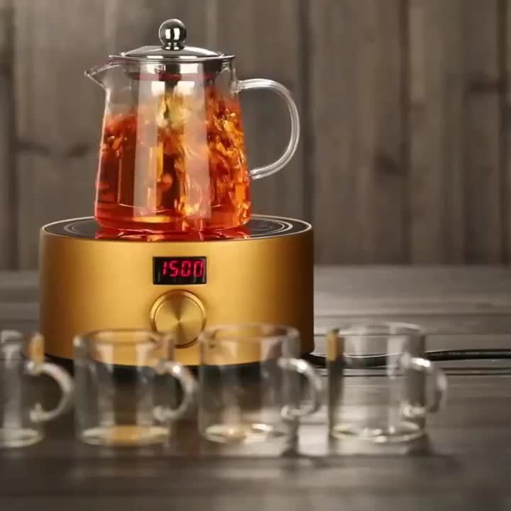 Théière en Verre Épais Premium avec Infuseur Inox : Résistante à la chaleur, lave-vaisselle, idéale pour café, thé en feuilles et thé fleuri.