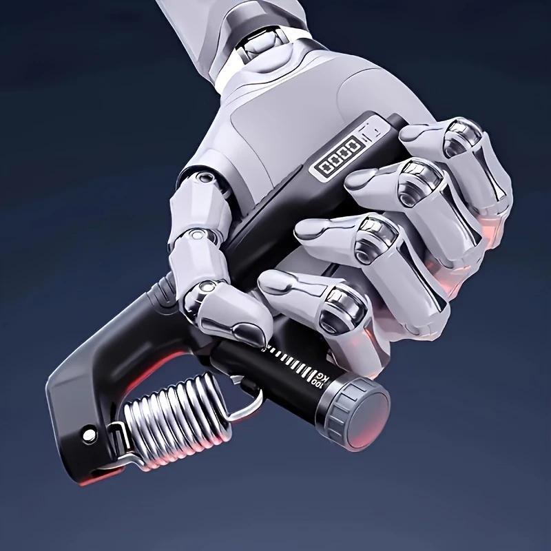 Exerciteur avant-bras réglable 5‑60 kg, alliage aluminium, compteur digital, renforcement musculaire et rééducation, équipement fitness à domicile, design élégant.