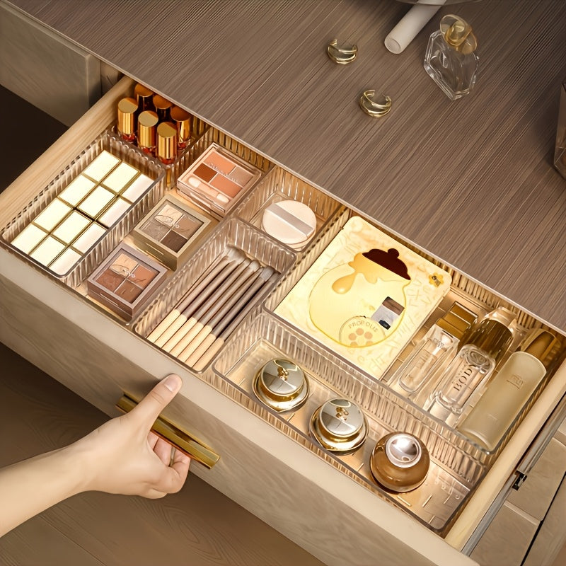 Lot de 4 et 7 boîtes de rangement en plastique transparent, 4 tailles, organisent cosmétiques, ustensiles, bureau ou accessoires de chambre et salle de bain.