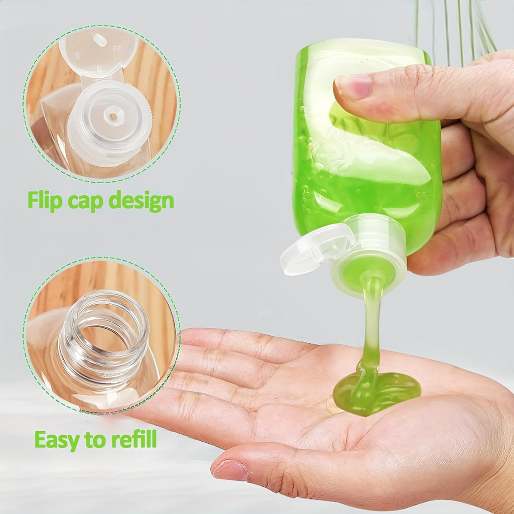 مجموعة من 6 زجاجات سفر، سعة 100 مل، مانعة للتسرب، متوافقة مع معايير إدارة أمن النقل الأمريكية، قابلة لإعادة التعبئة، سهلة الضغط والتنظيف، للمستحضرات ومنتجات العناية بالبشرة.