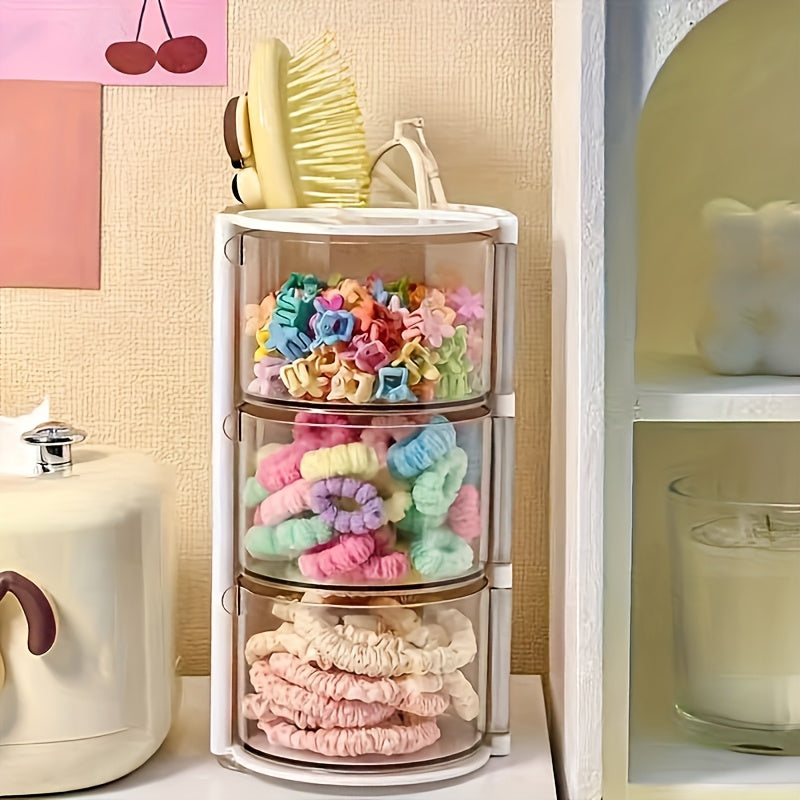 منظم دوار متعدد الطبقات شفاف، صندوق بلاستيكي مقاوم للغبار مع أقسام، للمكياج والإكسسوارات، هدية مثالية.