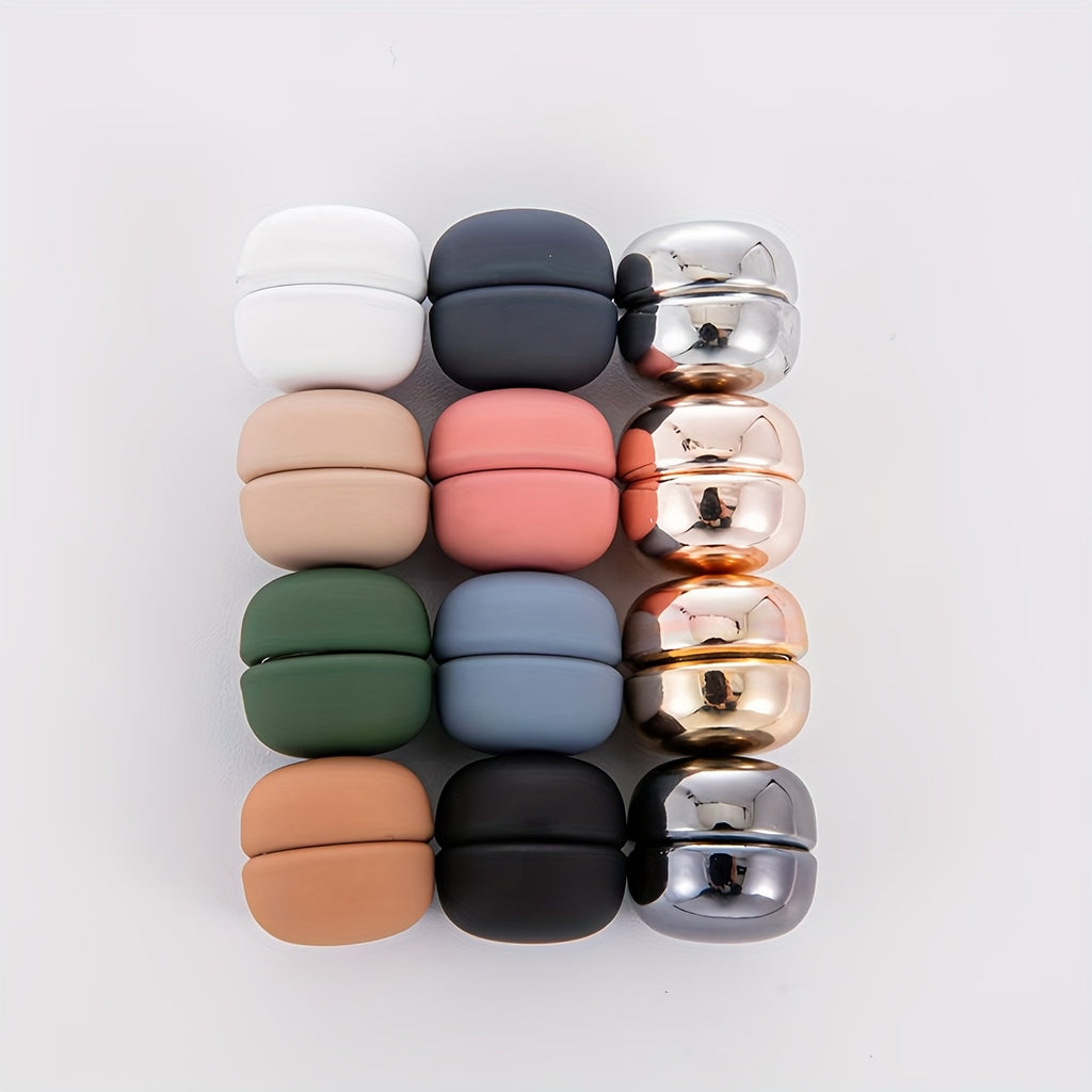 Lot de 12 broches magnétiques rondes en alliage, élégantes et colorées, petite taille, accessoire féminin raffiné.