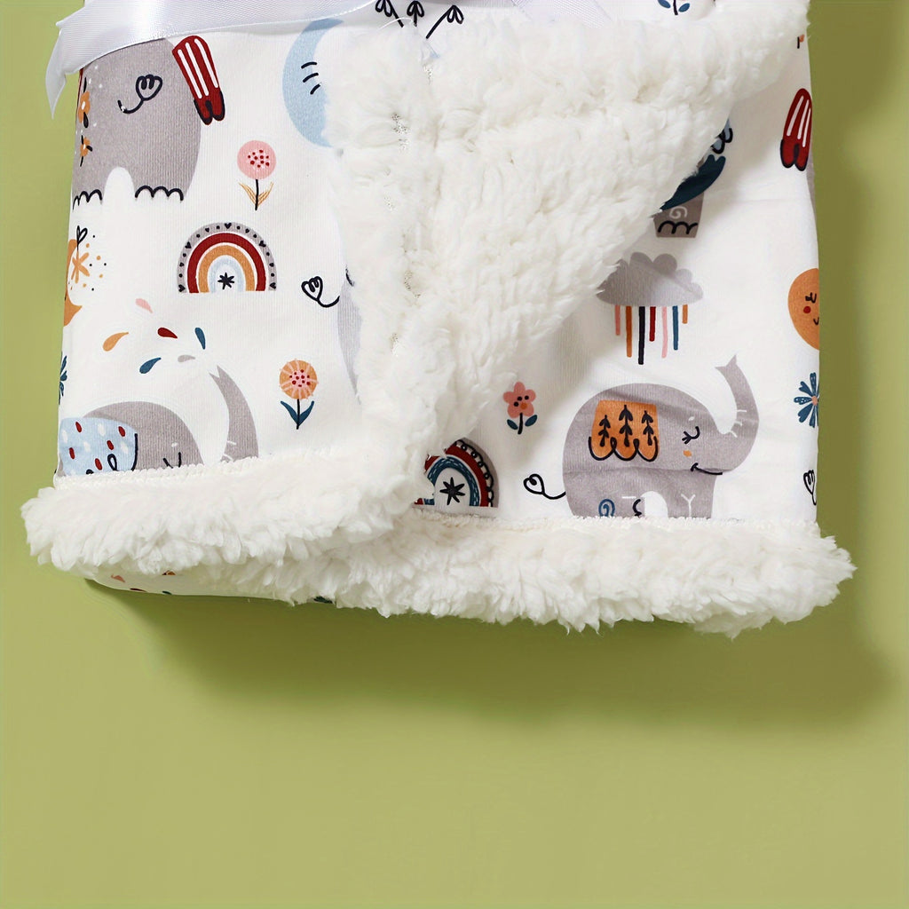 Couverture double épaisseur ultra-douce pour enfants, motifs animaux, confortable, lavable en machine, idéale automne-hiver, disponible en plusieurs couleurs.