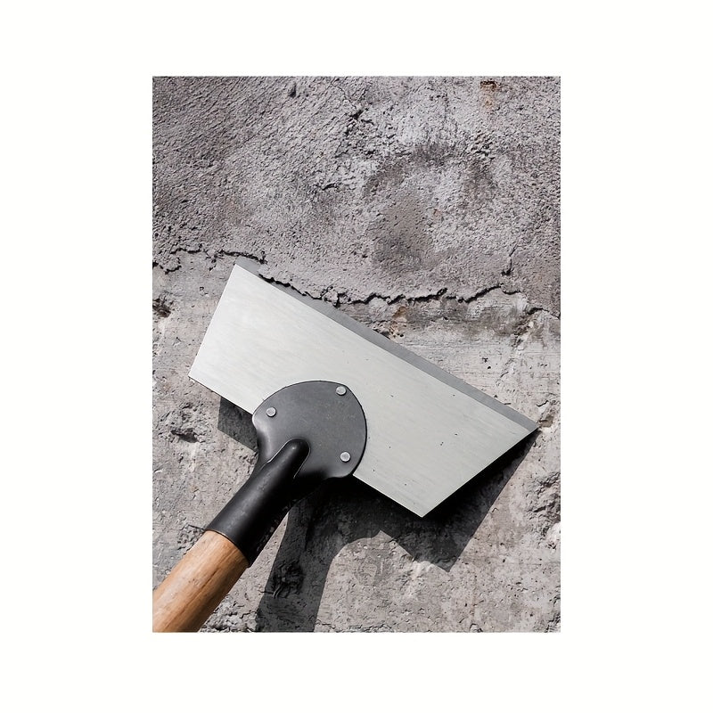 Multifunctional steel garden shovel, robust flat blade with integrated rake, ideal for weeding, lawn edging, digging and ice removal.