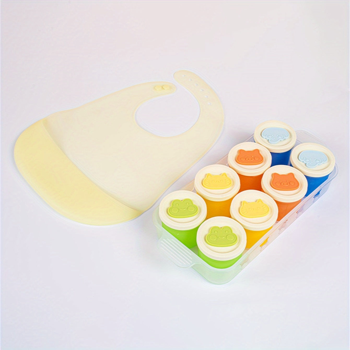 مجموعة من 8 حاويات بأغطية للأطعمة المجمدة، والهريس المنزلي، والخضراوات والفواكه، وقوالب الثلج الصغيرة.