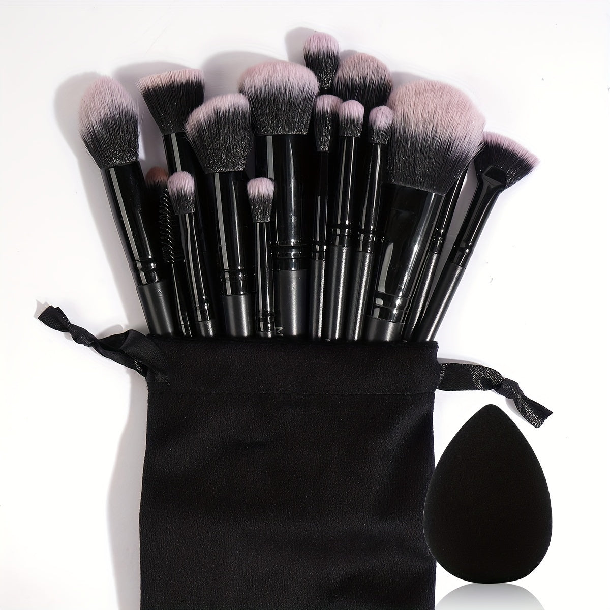 MAANGE 20-piece professional set: 18 soft brushes, flannel bag and makeup sponge, for foundation, eyes, concealer and liner.
