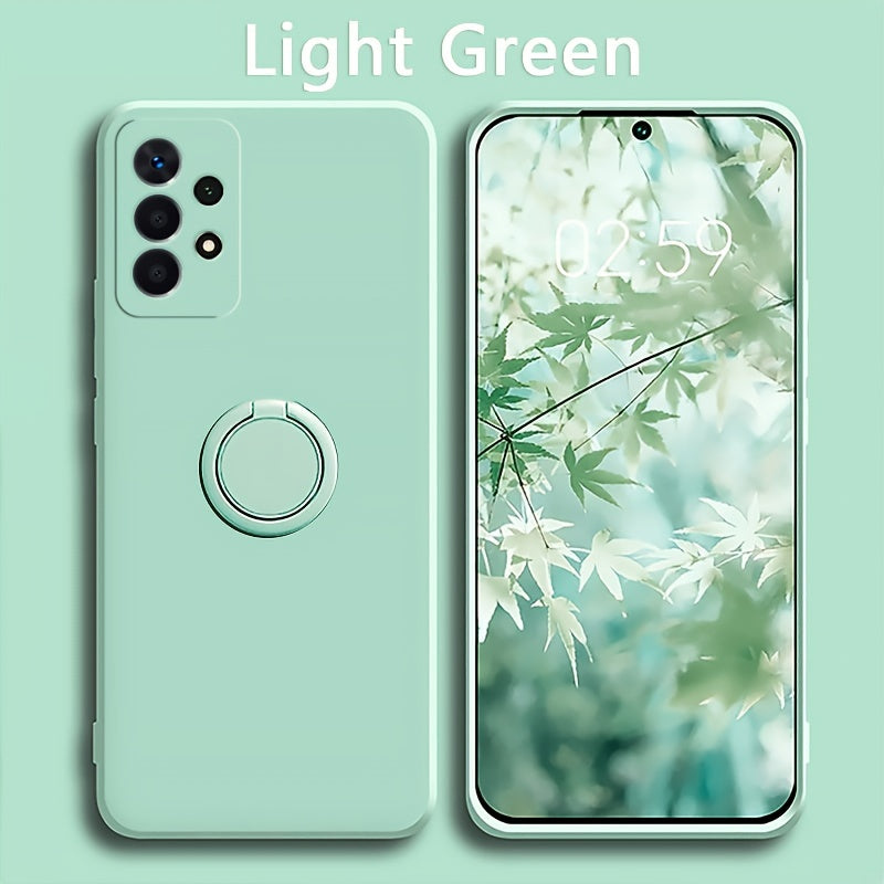 Premium liquid case for Samsung, shockproof, with integrated magnetic ring, offering enhanced protection and convenient stand for hands-free use.