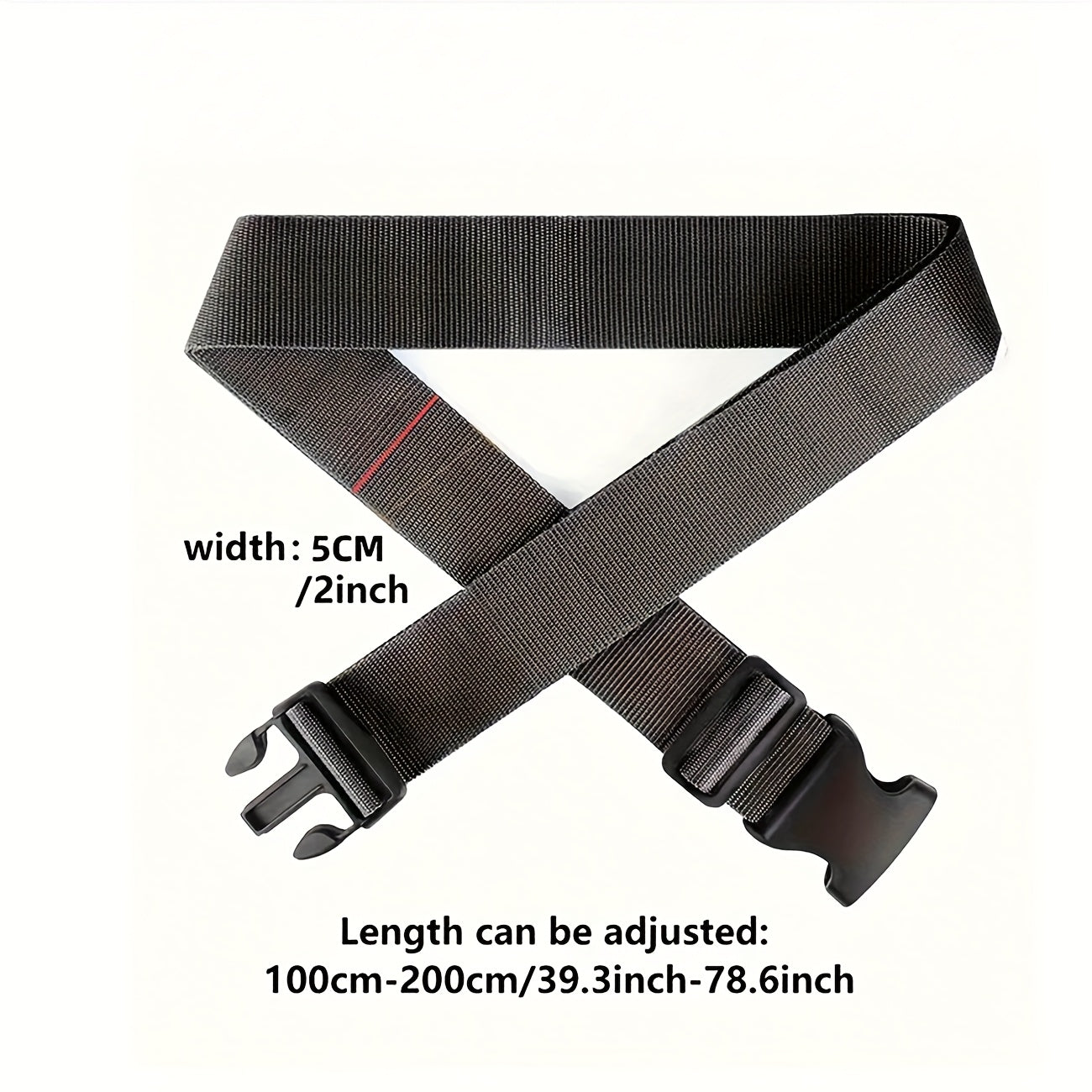 Sangle de bagage personnalisée brodée, nylon durable et réglable, protège et identifie valises, lavable à la main, pratique en voyage.