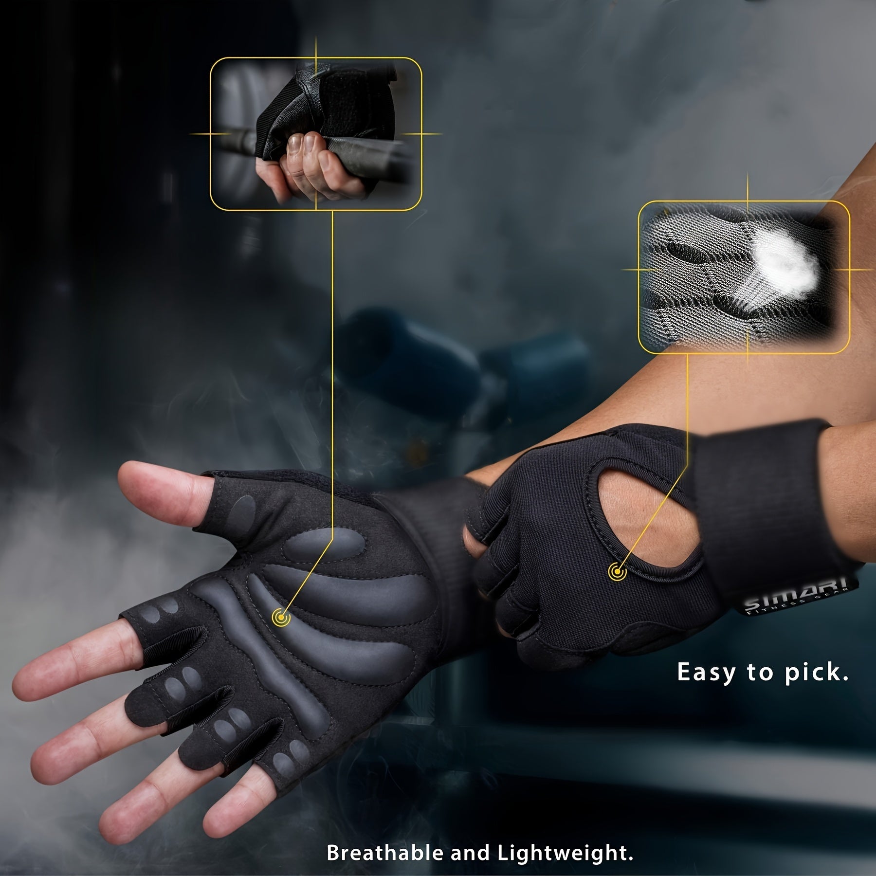 Paire de gants de fitness avec support poignet et paume complète, offrant grip renforcé pour musculation, entraînement et sports indoor/outdoor.