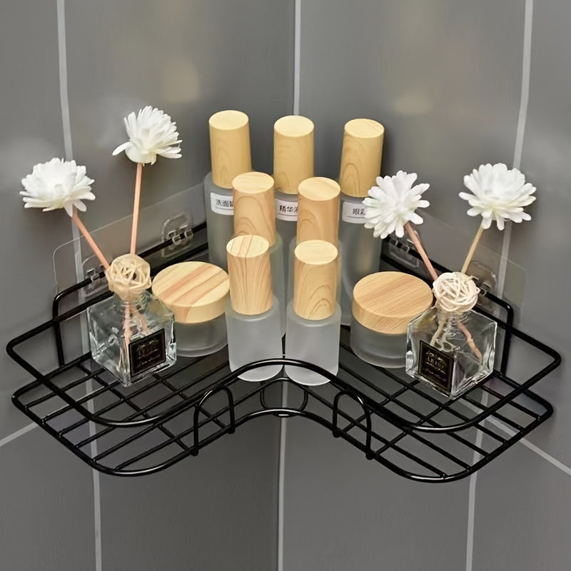 Corner shower shelf, wall-mounted and rustproof, ideal for storing shampoo, toner and cosmetics in the bathroom.