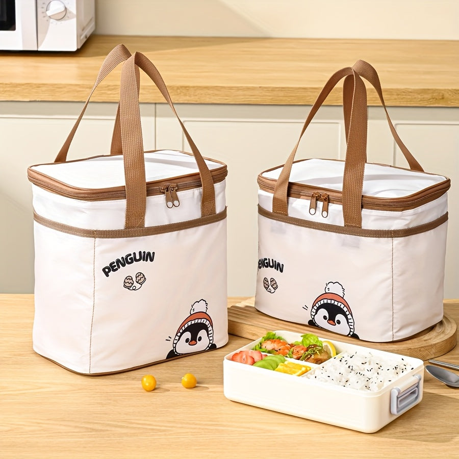 Sac déjeuner portable Qifeng, grand volume, isolant, motifs cartoon, tissu Oxford renforcé, aluminium intérieur, réutilisable pour école et pique-nique.