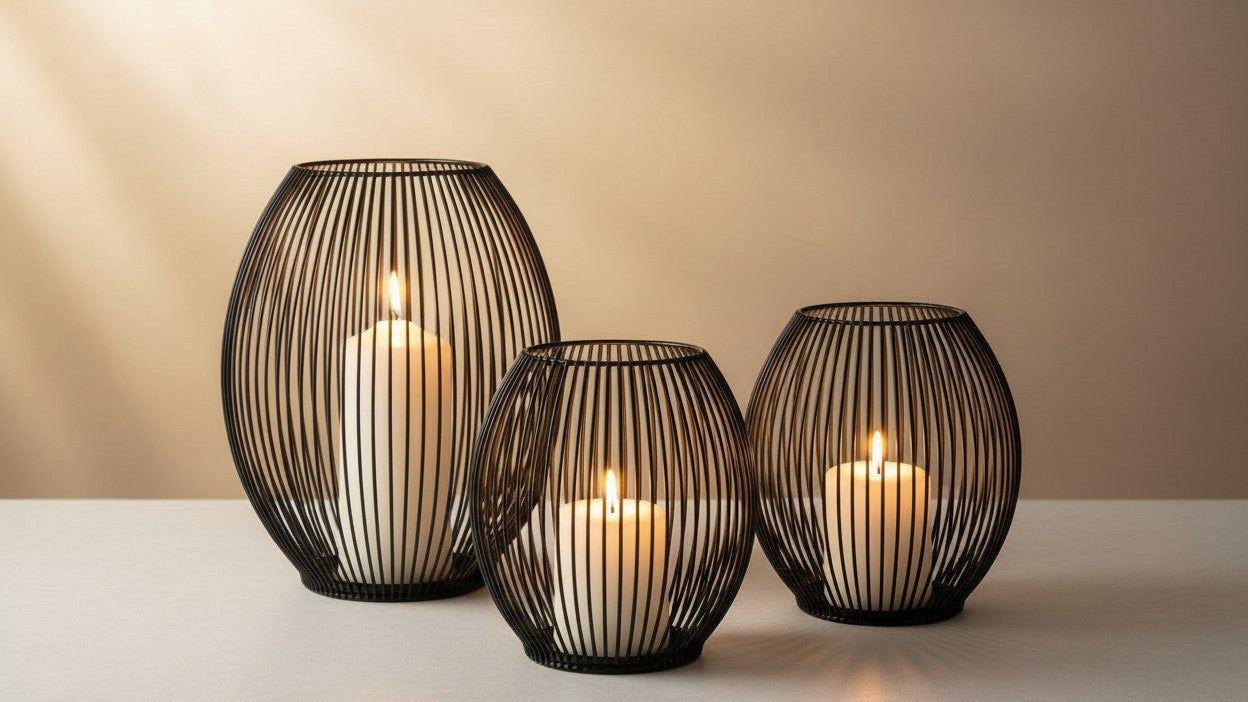 Chandelier lanterne noir en métal vintage Design en fer forgé ajouré, décoratif et élégant, idéal pour maison, table ou décoration intérieure raffinée.