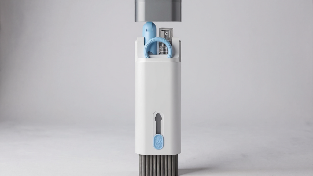 Kit de nettoyage 7-en-1 pour clavier et appareils électroniques, pinceau à poils doux, extracteur de touches, portable, poignée ergonomique, pour ordinateurs, casques et téléphones.