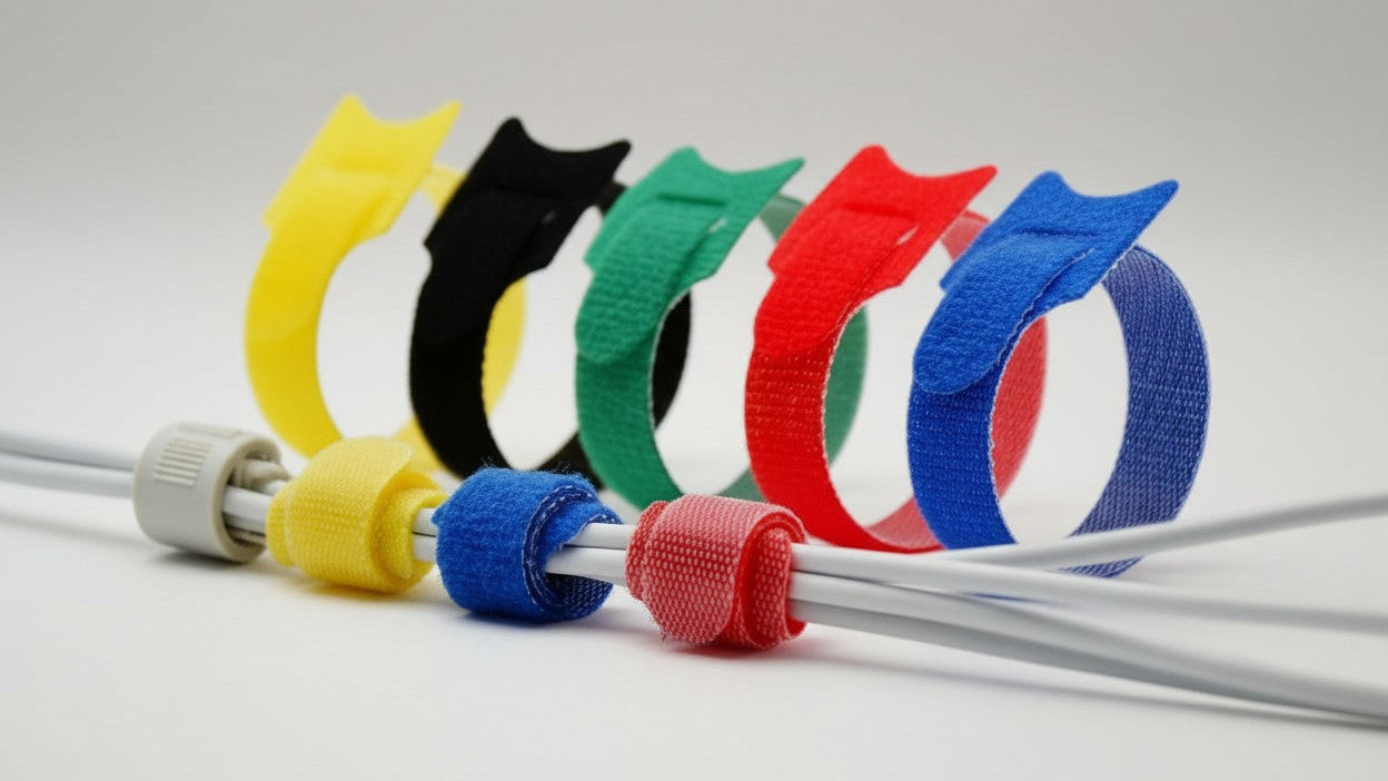 Lot de 20/50 sangles en nylon réutilisables, auto-adhésives, souples et durables, parfaites pour organiser câbles, bureau ou usage quotidien.