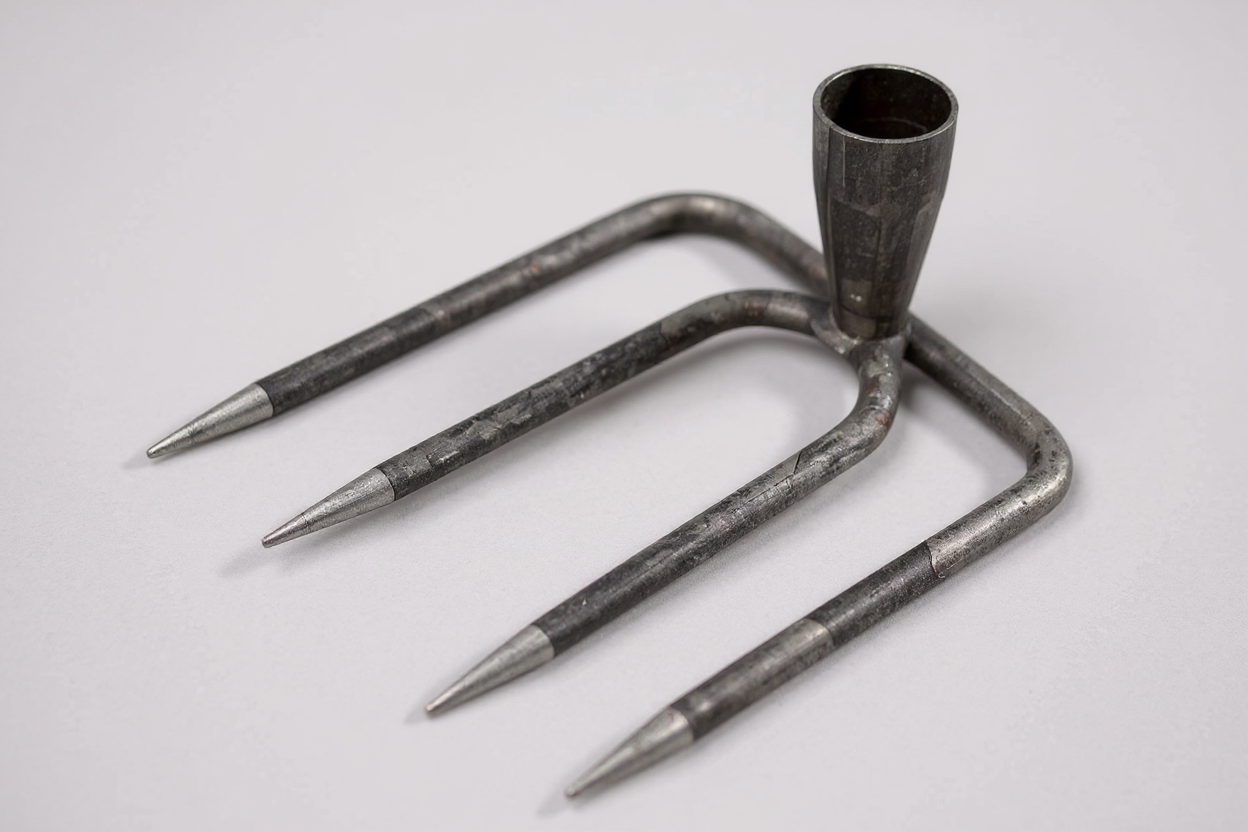 Houe de jardin à 4 dents en acier, sans manche, outil manuel polyvalent pour désherber, creuser et cultiver, idéale patates douces et arachides.