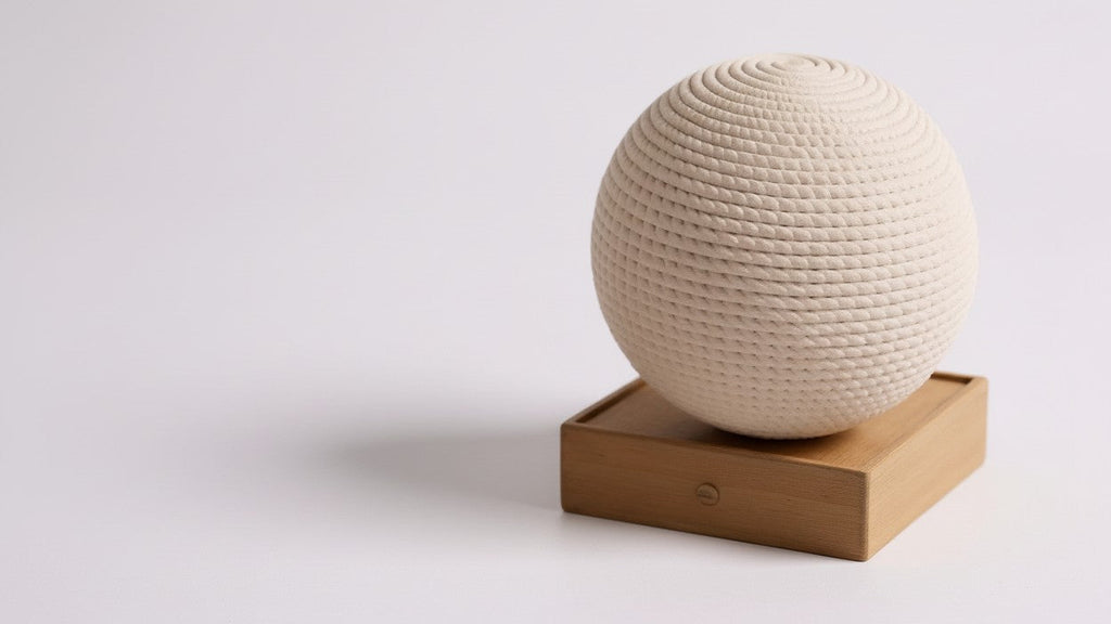 Balle jouet en sisal naturel, durable et résistante, produit un son sans batterie, idéale chats moyens, parfaite jeux intérieurs/extérieur.