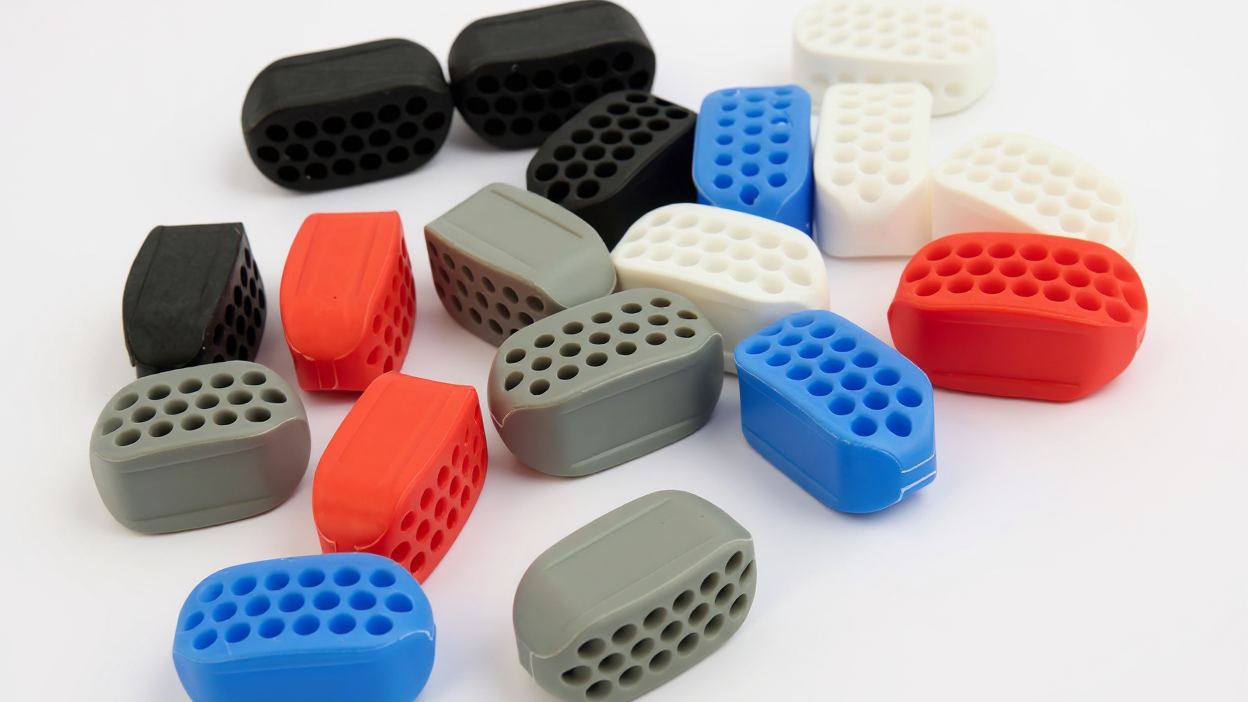 Lot de 2 entraîneurs mandibulaires en silicone, légers et durables, pour renforcement des muscles faciaux et entraînement de la mâchoire.