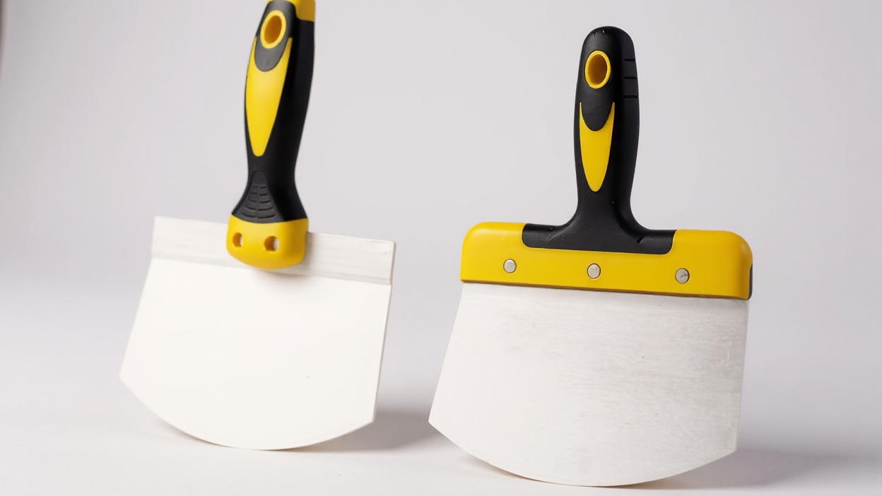 Truelle incurvée en acier inoxydable Outil épais en forme d’éventail pour plâtriers, ouvriers pétroliers, gratter cendres ou appliquer plâtre avec précision.