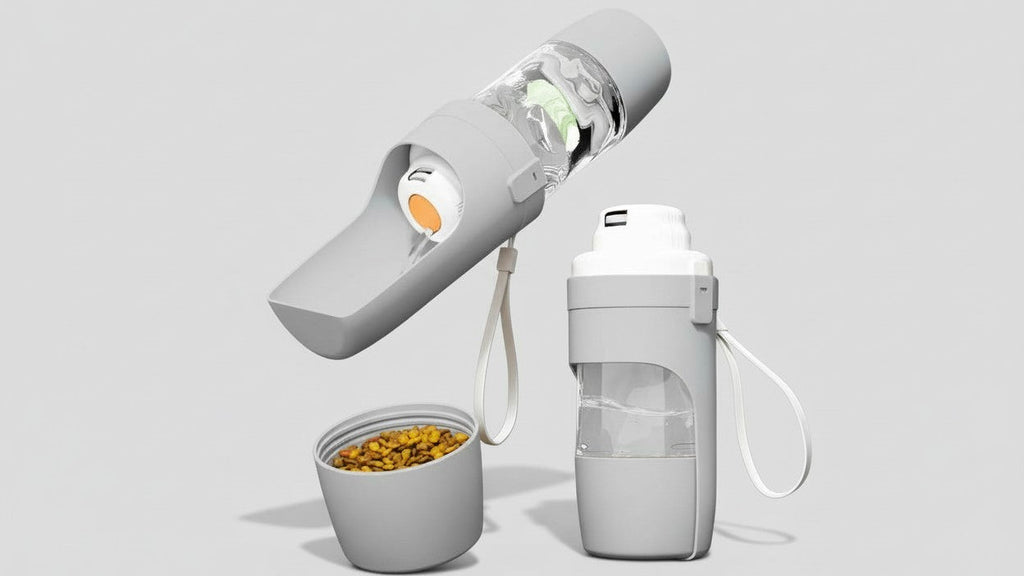 Bouteille d'eau portable et étanche pour chien. Distributeur durable en plastique, poignée ergonomique, design anti-renversement, idéale pour les sorties et voyages. Disponible en plusieurs couleurs.