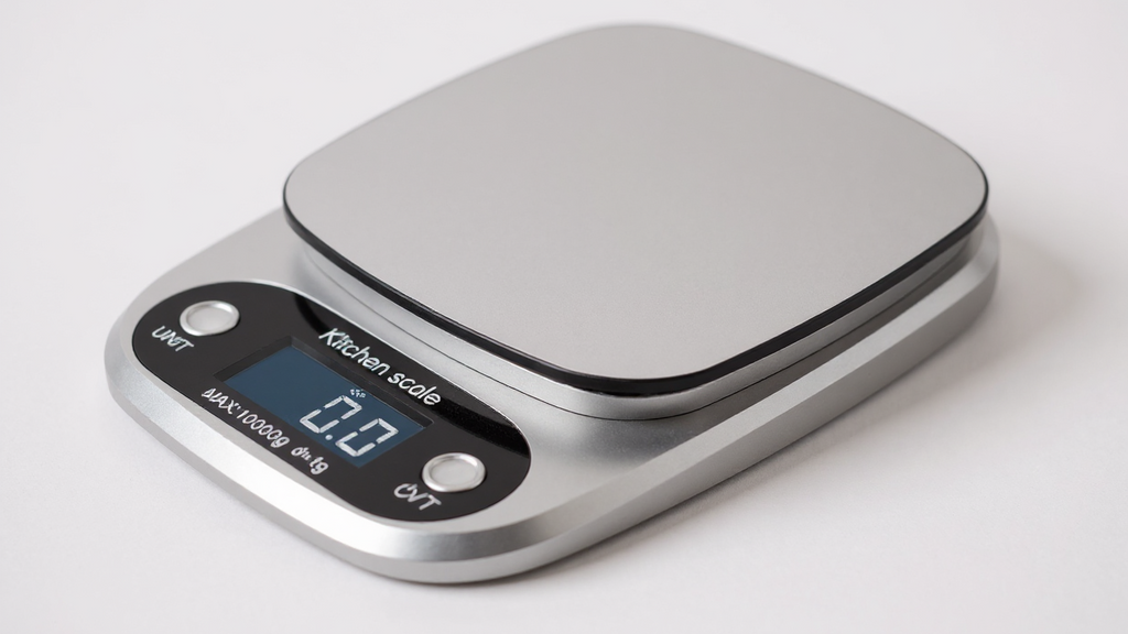 Kolzp digital kitchen scale, stainless steel, compact, high precision for cooking, baking and meal preparation, ideal for apartments and dormitories.