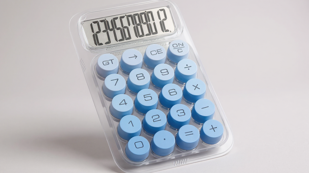Calculatrice transparente Dopamine avec grand écran 12 chiffres, touches ergonomiques, design compact et durable, idéale pour bureau ou besoins spécifiques.