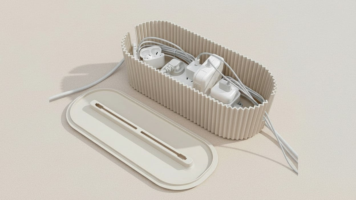 Boîte de rangement pour câbles à grande capacité Organiseur de bureau avec couvercle, gain de place, idéal pour bureau, salon et rangement domestique.