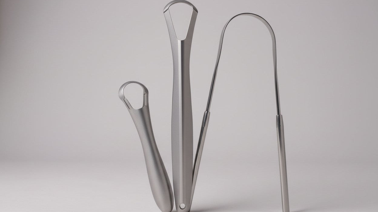 Lot de 3 gratte-langues en acier inoxydable, double face, hygiène buccale, facile à nettoyer et portable, cadeau idéal Halloween.