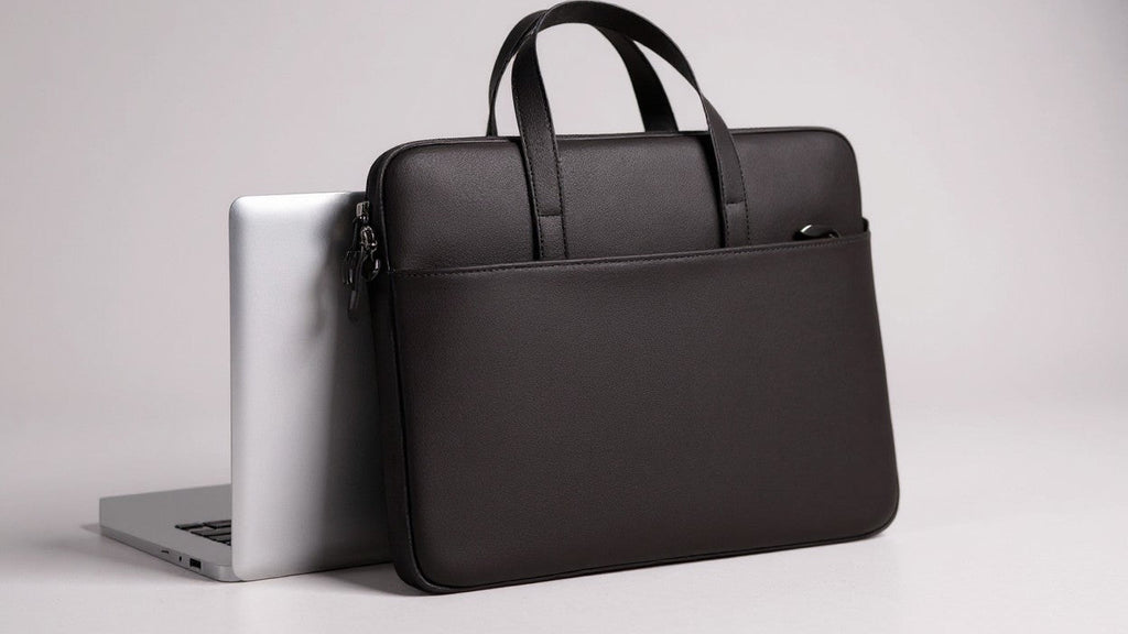 Sac ordinateur portable léger et portable, couleur unie, protection pour déplacements professionnels, design bandoulière avec fermeture éclair, pratique pour bureau et voyage.