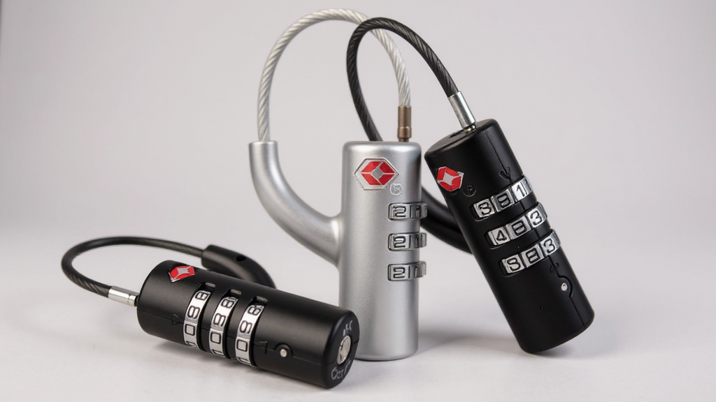 Cadenas TSA à combinaison avec câble métallique, sécurisé pour valises, conforme aux normes aéroportuaires, pratique et robuste pour voyages.