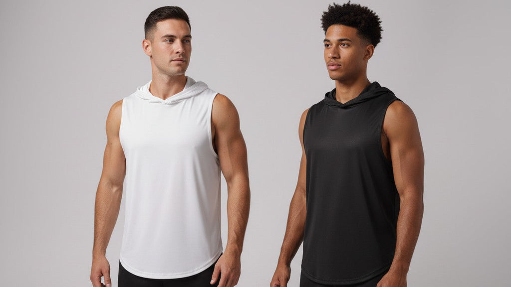 Veste sans manches homme à capuche, respirante, idéale pour course, entraînement et activités outdoor.