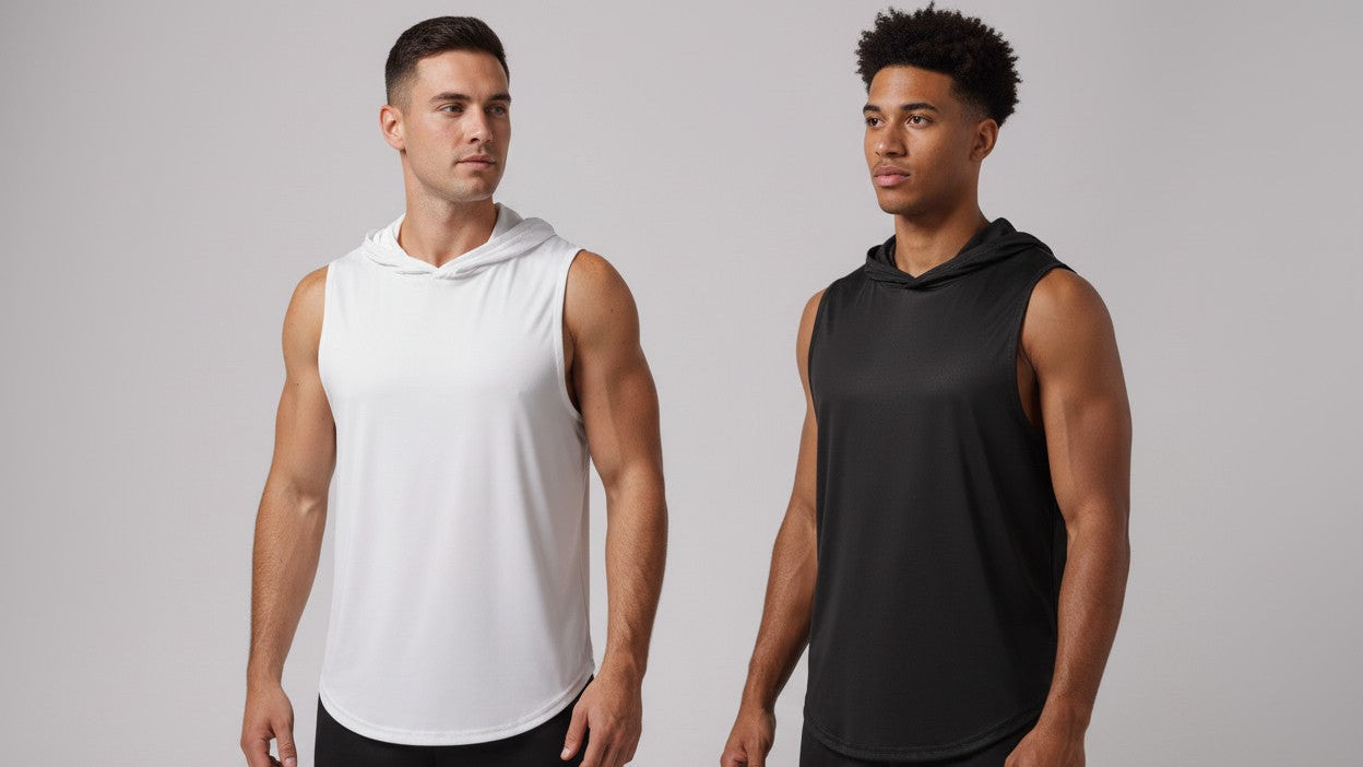 Veste sans manches homme à capuche, respirante, idéale pour course, entraînement et activités outdoor.