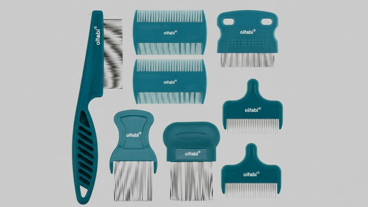 Peigne anti-puces et lentes Oitabi (3/4/5/6 pcs). En acier inoxydable, dents arrondies, outil professionnel pour éliminer les taches et démêler les poils.