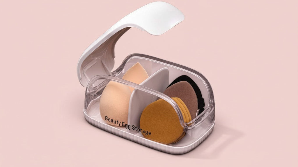 Boîte transparente pour éponge maquillage Organiseur antipoussière avec couvercle, plastique léger, idéal voyage ou maison, design clair pour visibilité optimale.