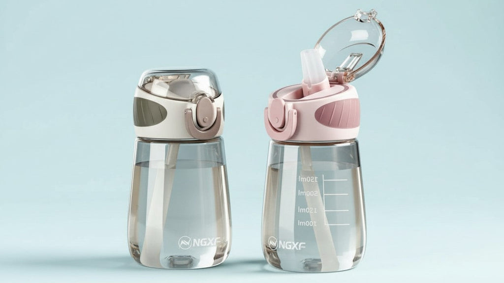 Gourde portable anti-fuite, design compact et mignon, plastique sans PVC, idéale pour voyage et activités de plein air.