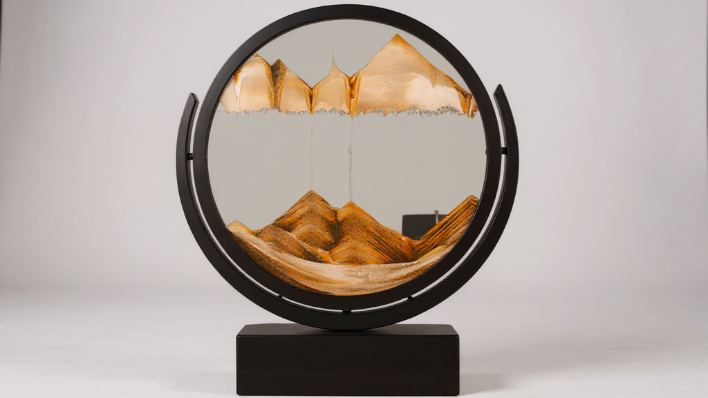 Glass sand art, freestanding dynamic 3D painting, home and office decor, angel theme, ideal for parties, no electricity required.