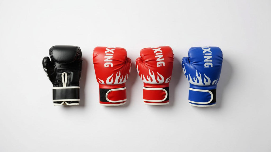 Pair of 6 oz youth boxing gloves with thick foam padding, suitable for amateur and professional training.