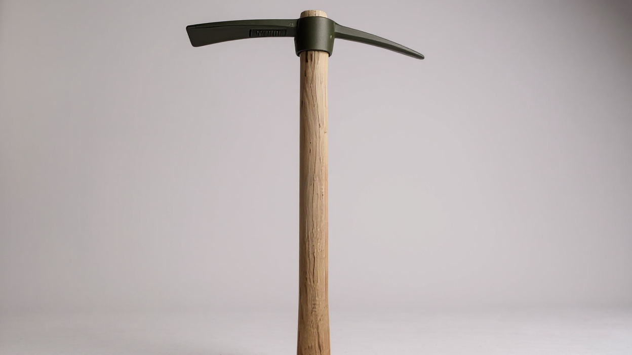 Mini-houe de jardin à manche en bois, construction en fer durable, efficace pour creuser, désherber et planter, idéale petits espaces, design ergonomique.