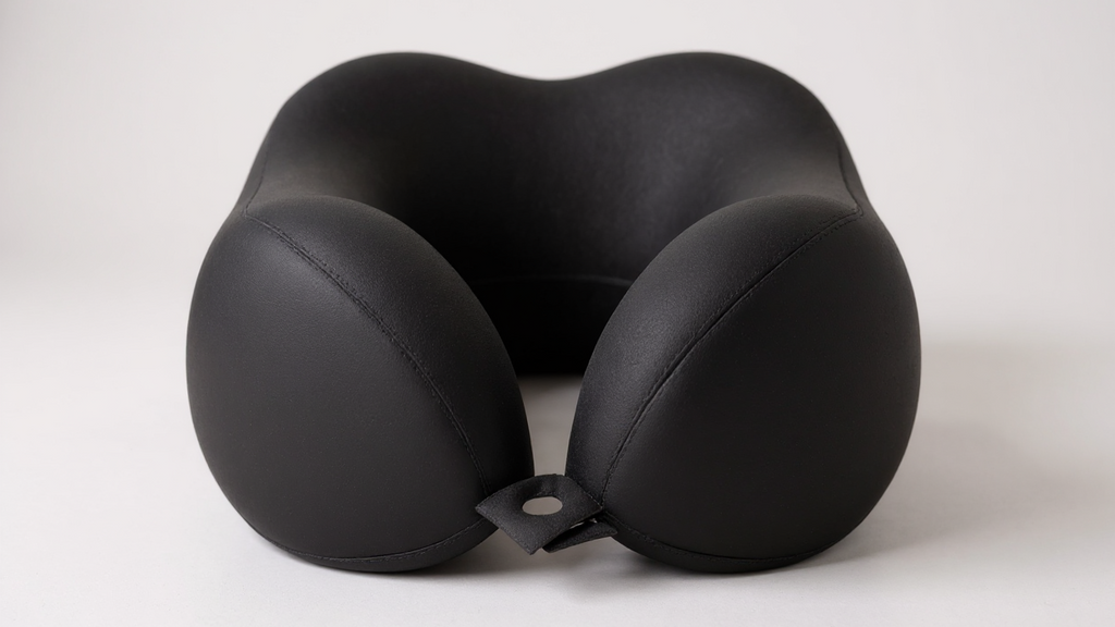 Coussin de voyage en U, soutien moyen-ferme, housse polyester lavable, idéal pour siestes au bureau ou en déplacement.