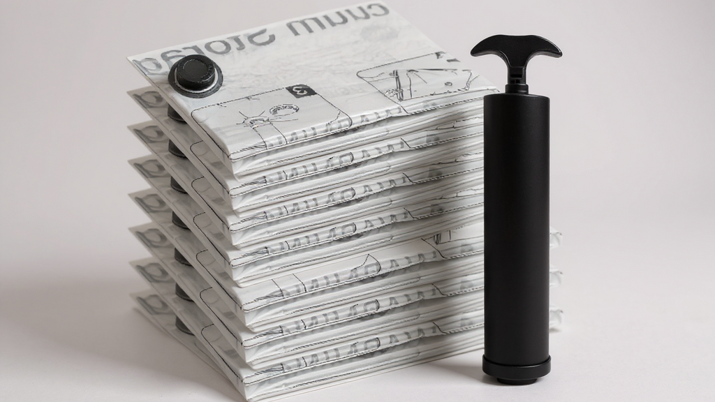 Lot de 6 sacs de rangement sous vide avec pompe manuelle, étanches, compressent vêtements et literie, durable et pratique sans électricité.