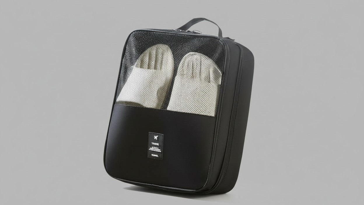 Sac de rangement chaussures de voyage suspendu, grande capacité, multifonction, lavable en machine, polyester durable, compartiments multiples pour chaussures et accessoires.