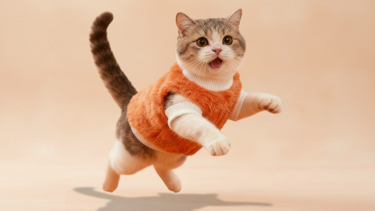 Pull en peluche confortable pour chats petits et moyens, chaud, motifs tigré/tortue, lavable à la main, idéal Noël et toutes saisons.