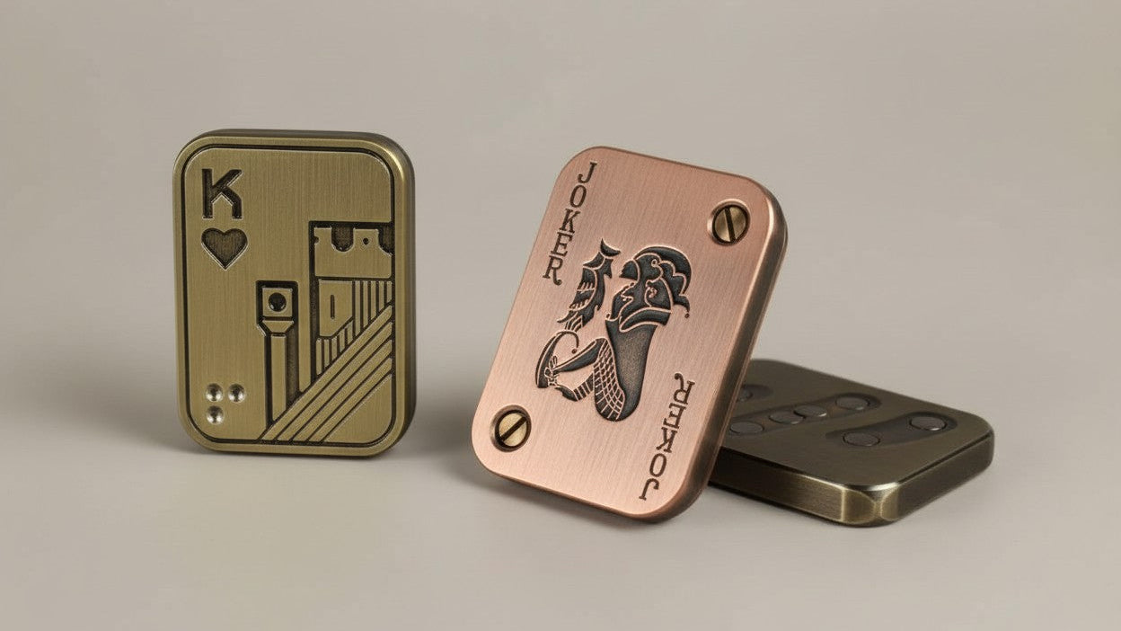 Gyroscope de bureau DEEPLAN, micro carte coulissante, métal bronze et or, formes variées, jouet de détente durable, cadeau professionnel moderne.